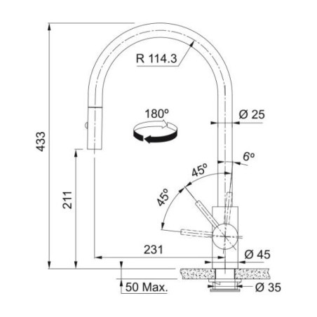 Kitchen (sinks) mixer FRANKE Eos-Neo with retractable hose, gold