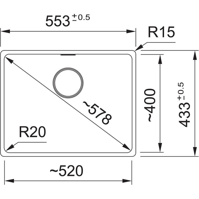 Stoneware (granite) sink FRANKE MARIS MRG 210/110-52, with eccentric valve set, mounted under the countertop