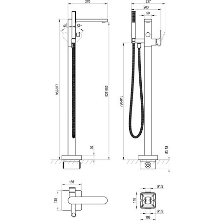 Floor bathroom faucet RAVAK 080.20BL.RB07A
