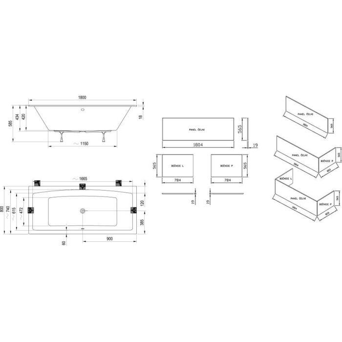 Akrüülist ristkülikukujuline vann RAVAK Formy 02 Slim