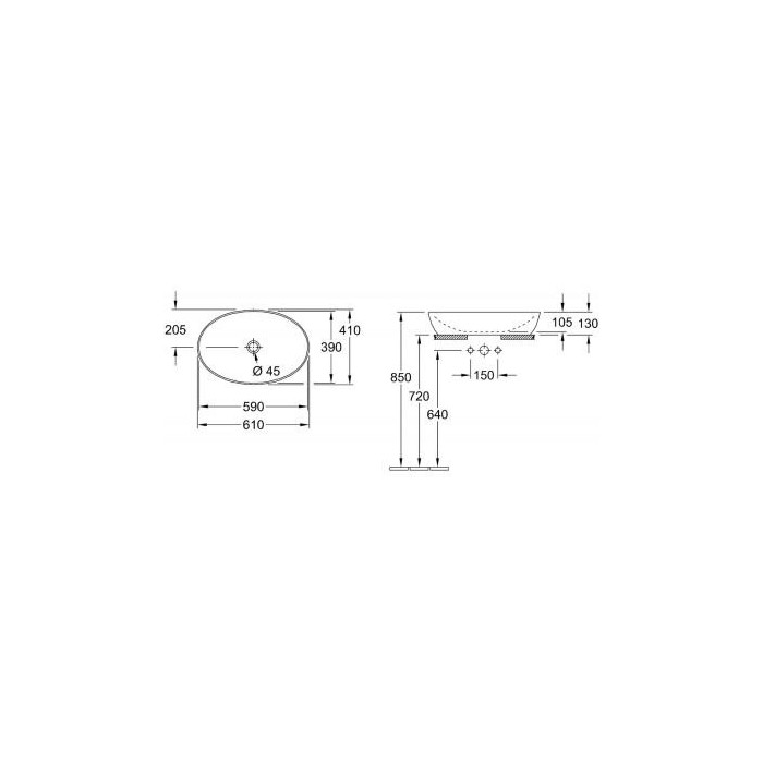 Умывальник встраиваемый из VILLEROY & BOCH Artis 610 x 410 мм