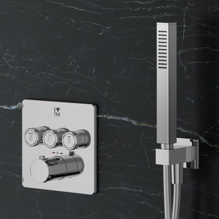 Pre-wall thermostatic shower set MARINER Eden B, chrome-plated