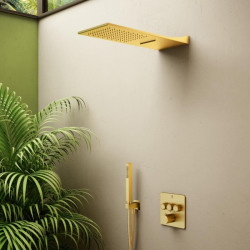 Pre-wall thermostatic shower set MARINER Eden B, Sanded gold