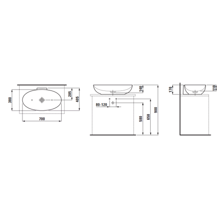 Valamu-kauss LAUFEN Ilbagnoalessi 700 x 400 mm