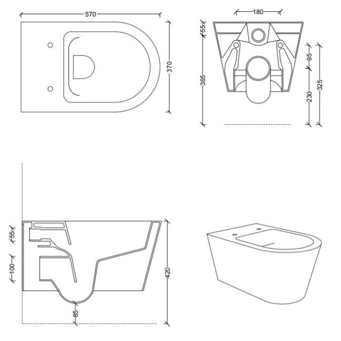 Подвесной унитаз ALICE CERAMICA Hide Round Rimless with Slim Slow close Cover