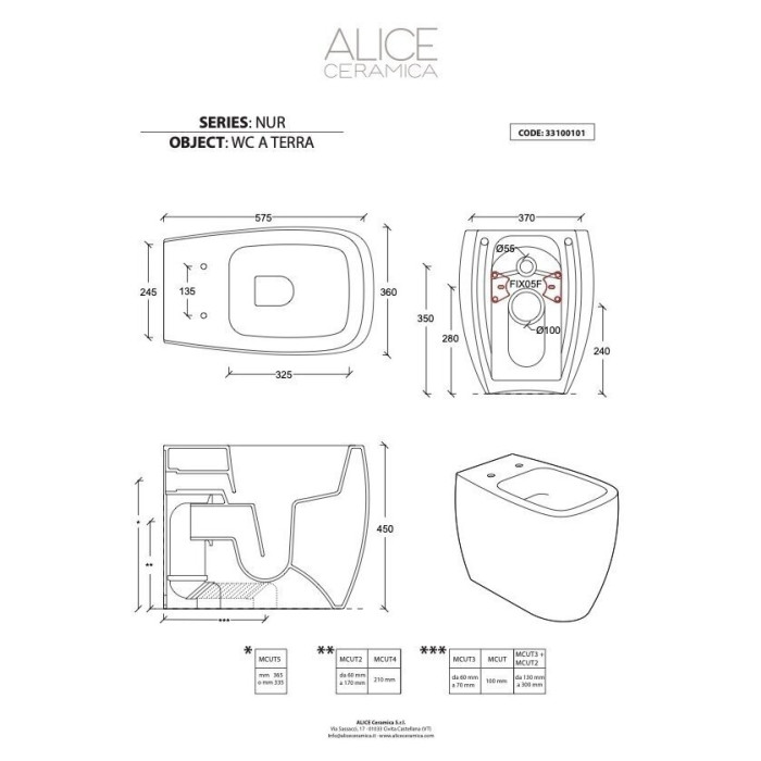 Представляем унитаз ALICE CERAMICA Nur