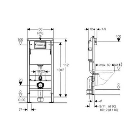 Pre-wall WC frame sets GEBERIT Duofix Basic UP100 Delta, 458103001