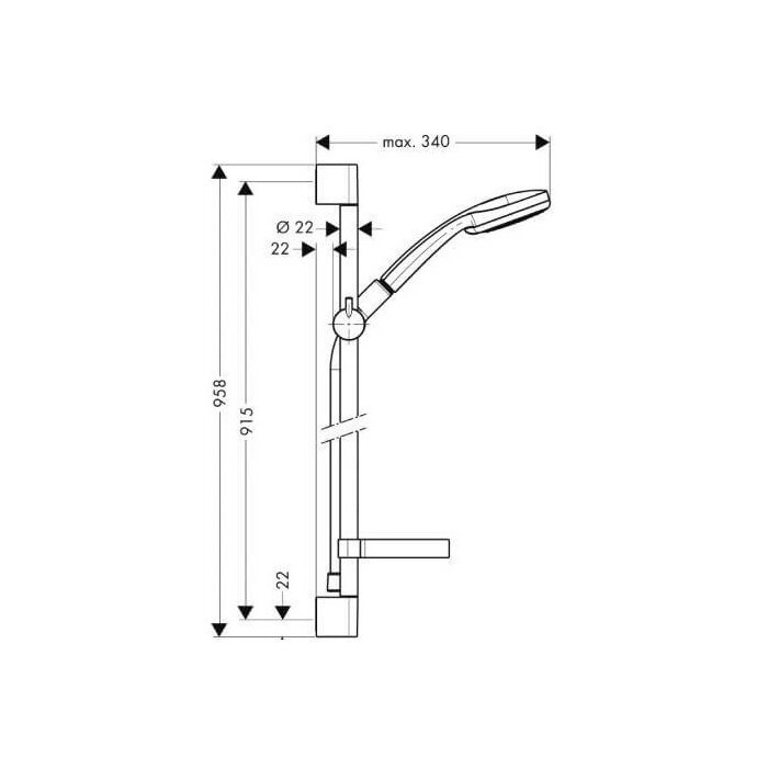 Комплекты душевых подставок HANSGROHE Croma 100 Vario / Unica'C 90 см, с мыльницей, 27771000