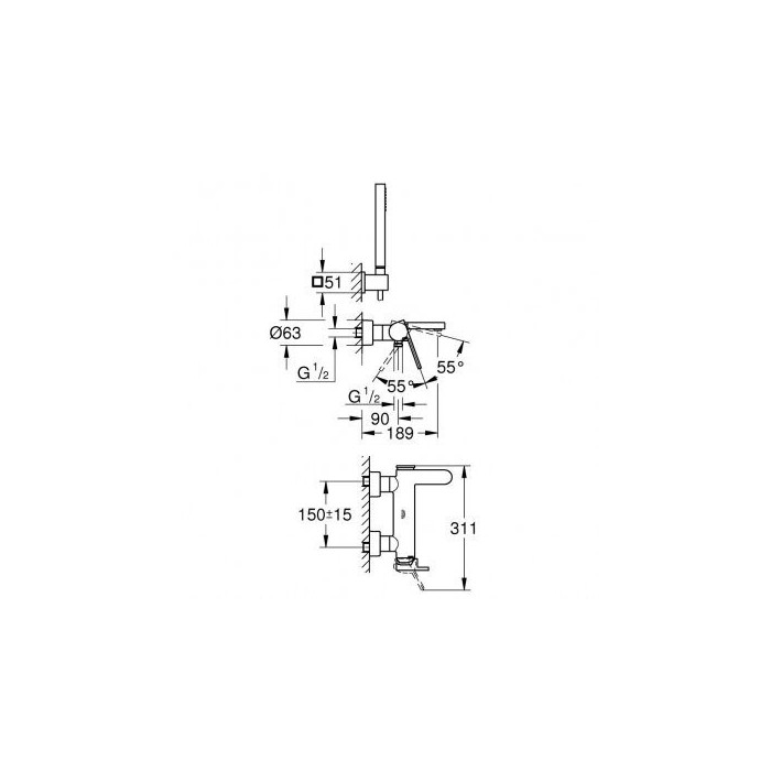 Vannas - dušas jaucējkrānu komplekts GROHE Plus, 33547003