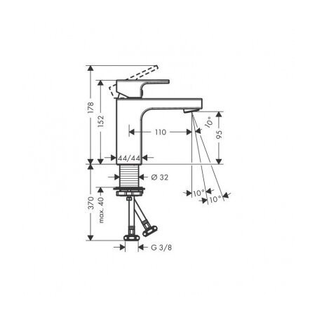 Смеситель для умывальника HANSGROHE Vernis Shape 100, 71569000