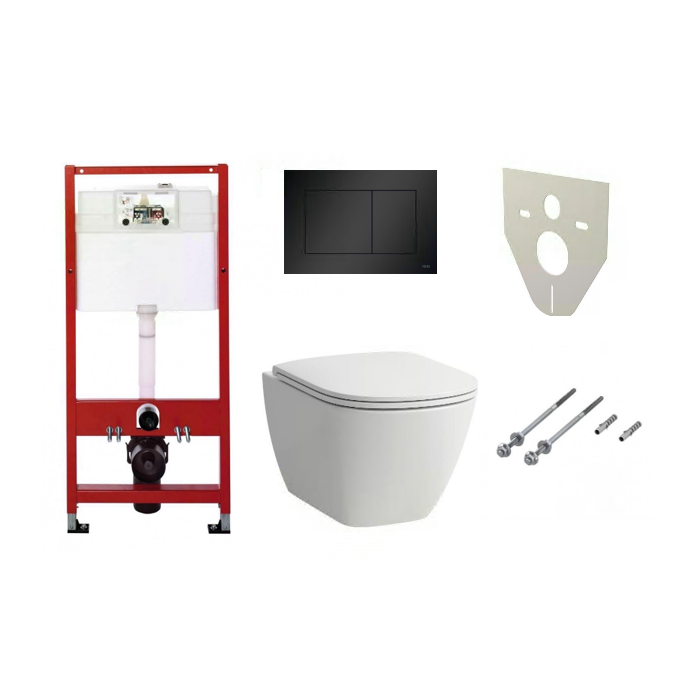 Universālā priekšsienas tualetes poda (WC) rāmju komplekti "TECEprofil" Base (4 pret 1) + piekaramā tualete LAUFEN Lua Rimless a