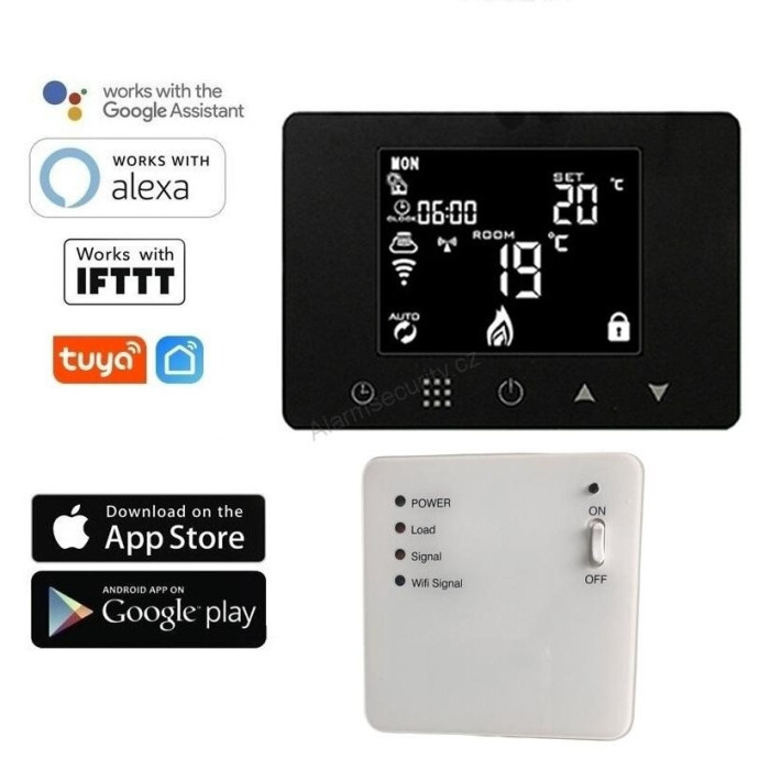 Belaidis virštinkinis patalpos termostatai Wiriless, juodas