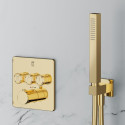 Pre-wall thermostatic shower set MARINER Eden B, Gold