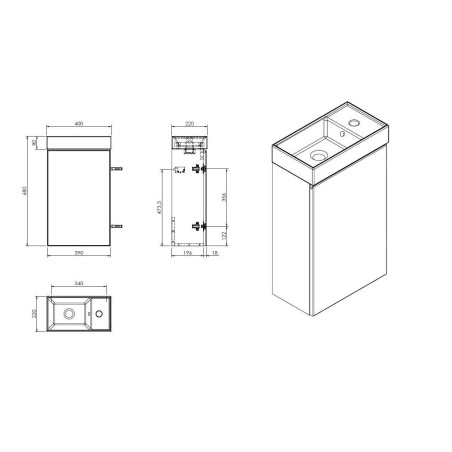 Rippuv kapp valamuga EU 400 x 220, must-matt