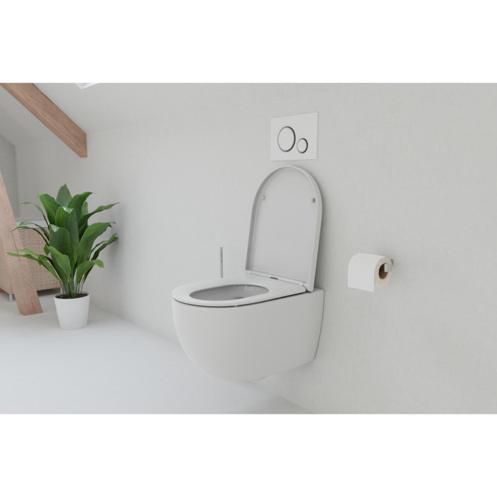 Seina sisse paigaldatav universaalne WC (WC) raamikomplektid EU (4 in 1) + peatatud WC EU Round W3 Velgedeta õhukese pehme Sulge