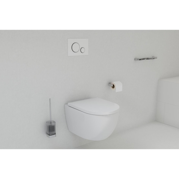 Seina sisse paigaldatav universaalne WC (WC) raamikomplektid EU (4 in 1) + peatatud WC EU Round W3 Velgedeta õhukese pehme Sulge