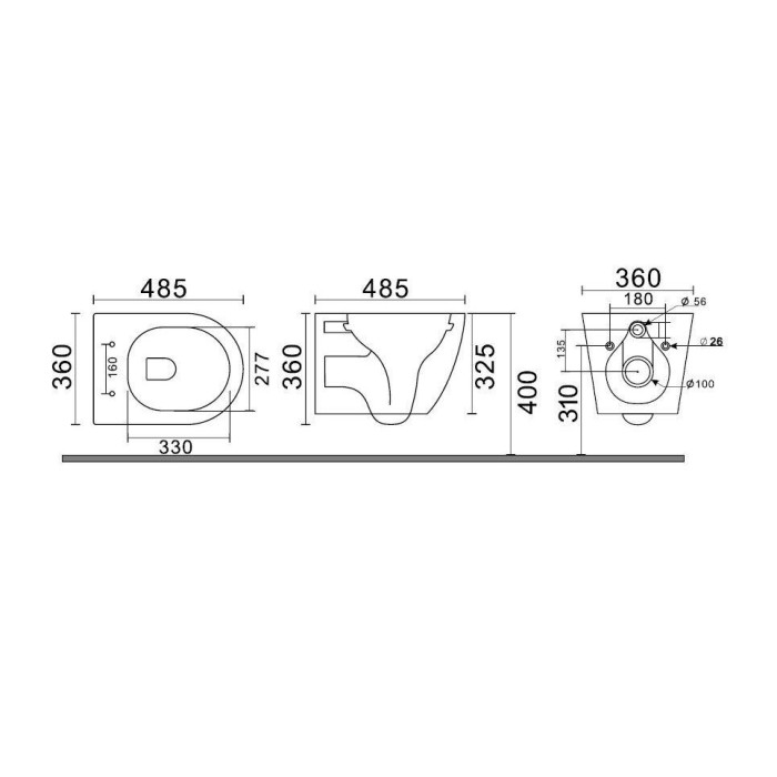 Piekaramā tualete EU round Compact W7 Rimless ar mīkstu ciešu vāciņu