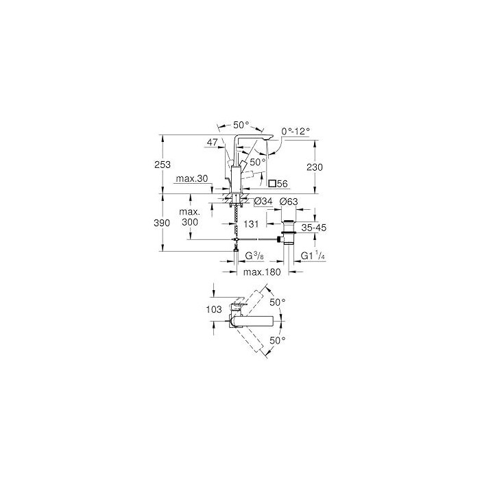 Maišytuvas praustuvui GROHE Allure 230 mm, 32146001