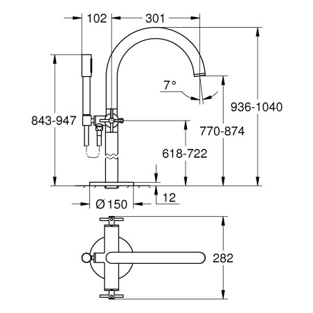 Grīdas vannas istabas jaucējkrāns GROHE Atrio, 25272000