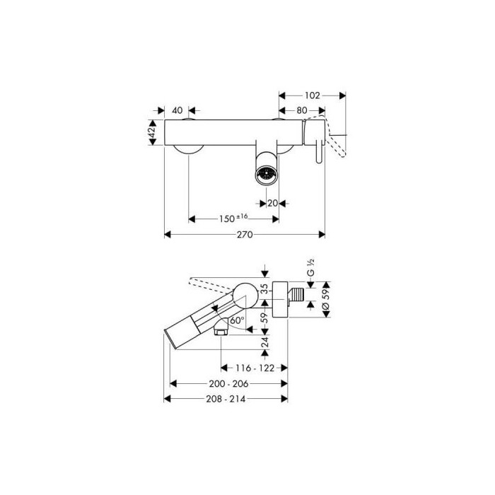 Смеситель для ванной HANSGROHE Axor Starck, 10411000
