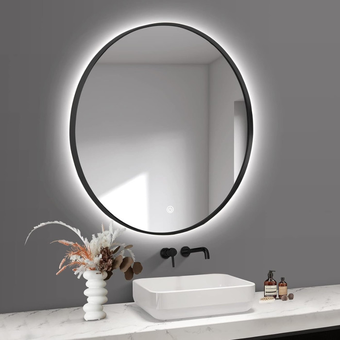 Mirror with LED stars 80 x 80 cm from black-matte frames