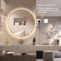 Spogulis ar LED spļāvienu 60 x 60 cm attālumā no izplestiem zelta rāmjiem
