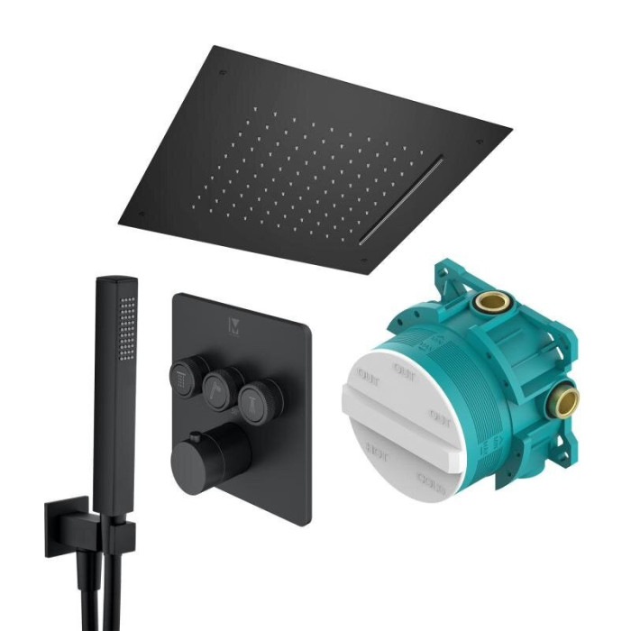 Pre-wall thermostatic shower set MARINER Eden C set, Matt Black