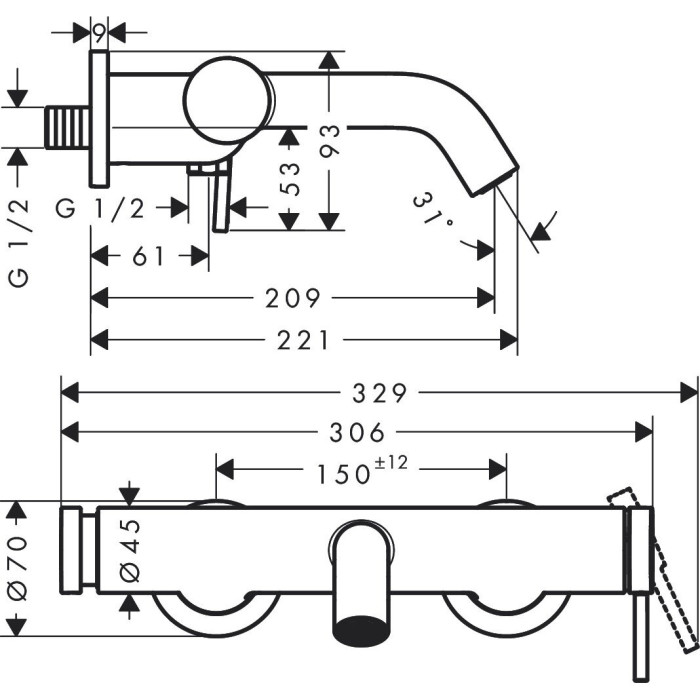 Vannitoasegisti HANSGROHE Tecturis S, 73422000