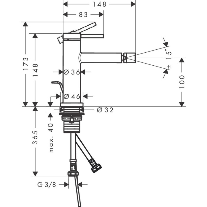 Bidē maisītājs HANSGROHE Tecturis S, 73201000