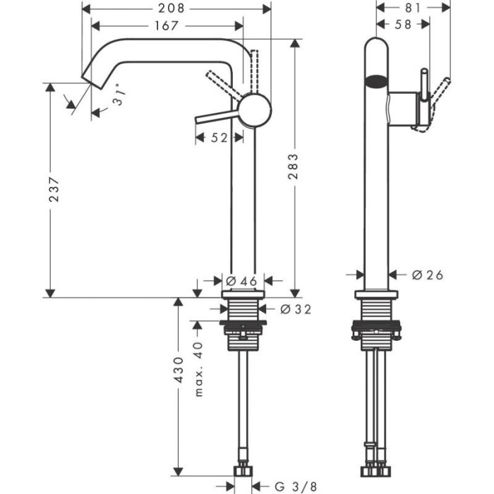 Praustuvo maišytuvas HANSGROHE Tecturis S 240, 73370670
