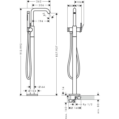 Смеситель для ванной комнаты HANSGROHE Tecturis S, 73440140