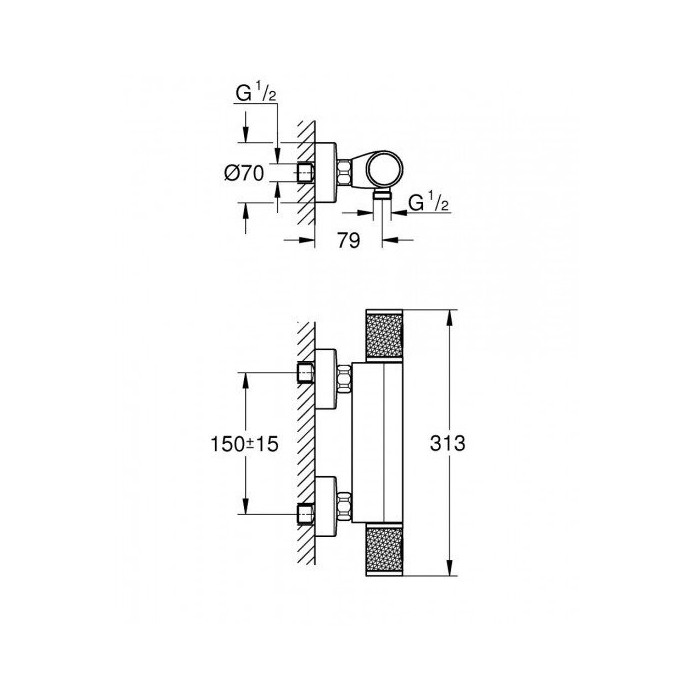 Termostaat dušisegisti dušialusega 62 cm GROHE Grohtherm 1000 Performance, 34834000
