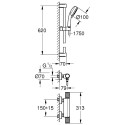 Termostaat dušisegisti dušialusega 62 cm GROHE Grohtherm 1000 Performance, 34834000