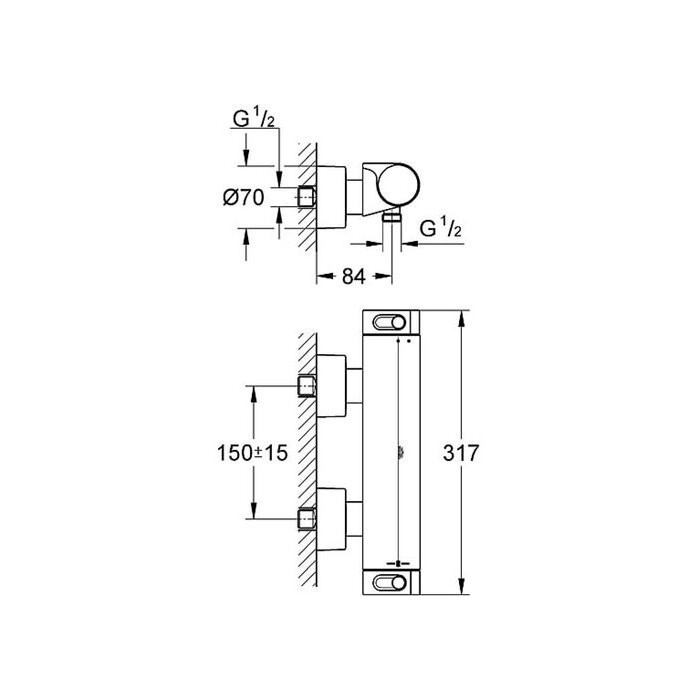 Термостатический смеситель для душа GROHE Grohtherm 2000, 34169001