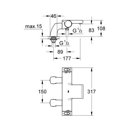 Termostaatkraan vannile GROHE Grohtherm 2000, 34176001