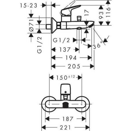 Ванны - смеситель для душа HANSGROHE Logis, 71400670
