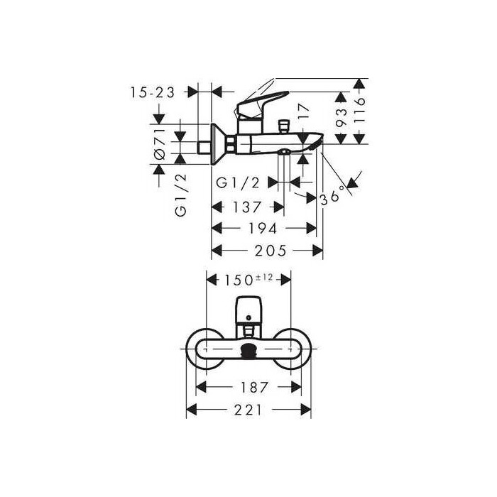 Ванны - смеситель для душа HANSGROHE Logis, 71400670