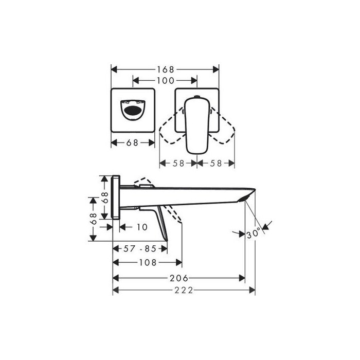 Seina sisse kraan valamule HANSGROHE Logis 206 mm, 71256670