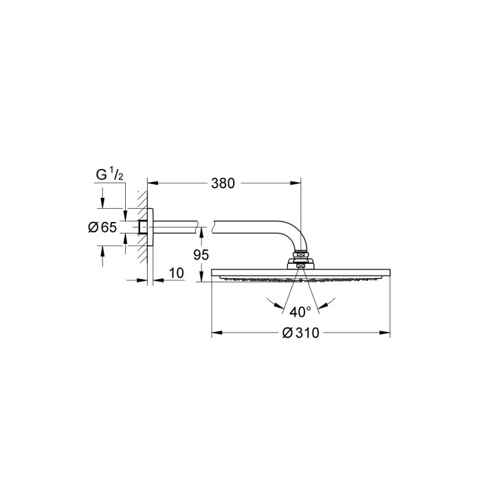 Stationary shower head with holder GROHE Rainshower Cosmopolitan 310, 26066GN0