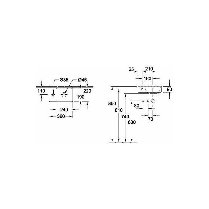 Valamu VILLEROY & BOCH Avento R, 360 x 220 mm