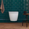 Pakabinamas unitazas DURAVIT Me by Starck Compact Rimless su Soft close dangčiu, 45300900A1