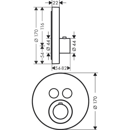 Termostatai HANSGROHE Axor Round 2 funkcijų, 36723990