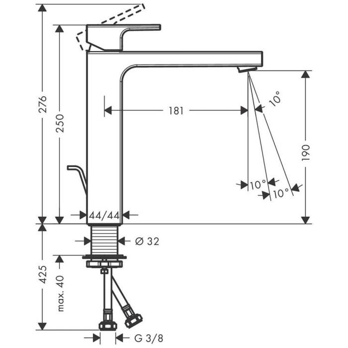 Washbasin faucet with bottom valve HANSGROHE Vernis Blend 190, 71552000