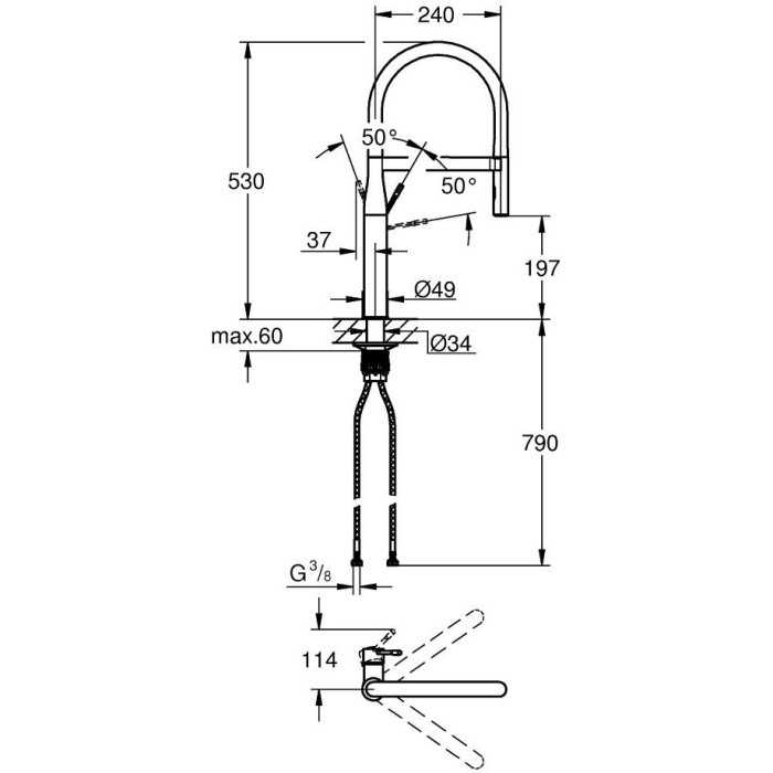 Virtuvės (plautuvės) maišytuvas GROHE Essence, 30294GN0