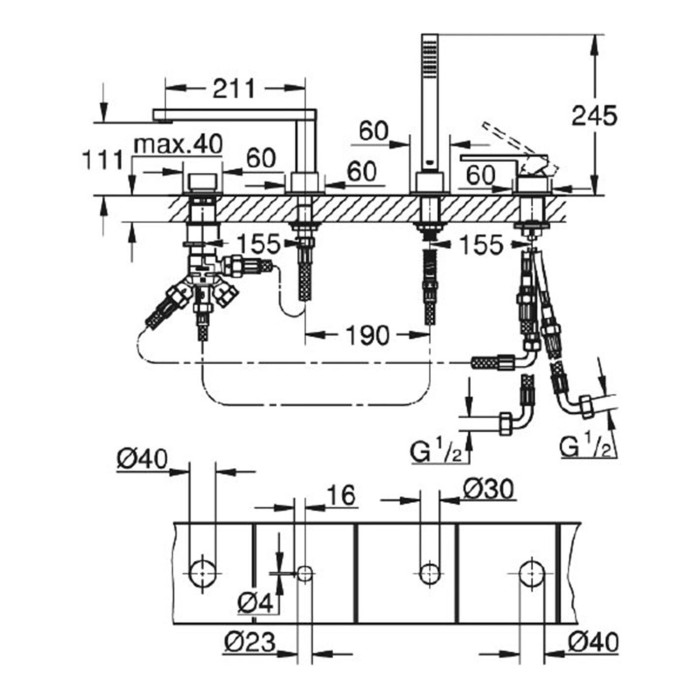 4-osalised vannisegistite komplektid GROHE Plus, 29307003
