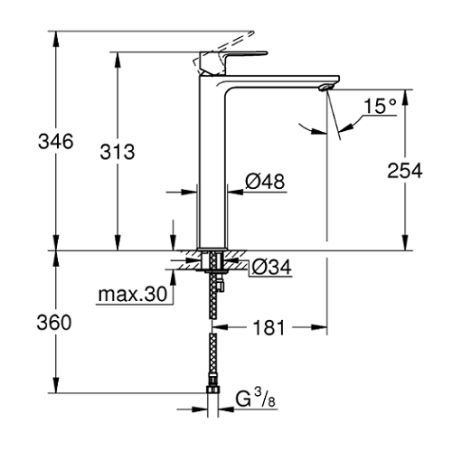 Izlietnes jaucējkrāns GROHE Lineare XL-Size, 23405AL1