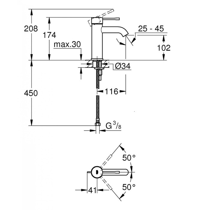 Praustuvo maišytuvas GROHE Essence S-dydis, 24172GN1