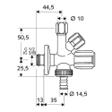 Nurga kombineeritud ventiil SCHELL Comfort 1/2" x 3/4" x 3/8"