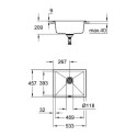 Kompozītmateriālu izlietne GROHE K700U 533x457 mm granīts melns, 31654AP0