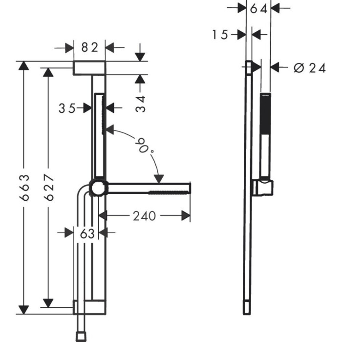 Dušas kabīnes komplekti HANSGROHE Pulsify S 663 mm 1jet EcoSmart, 24372670